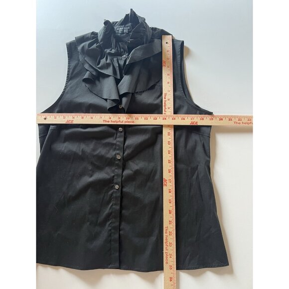 THEORY black sleeveless Ruffle neck victorian office top L vintage Y2K - Picture 8 of 9